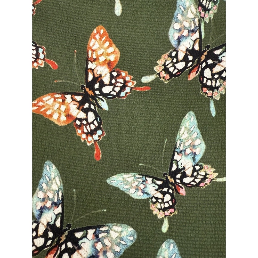 Adelyn Rae Green Butterfly Dress 3/4 Sleeve Pockets Womens Size M - Picture 9 of 9